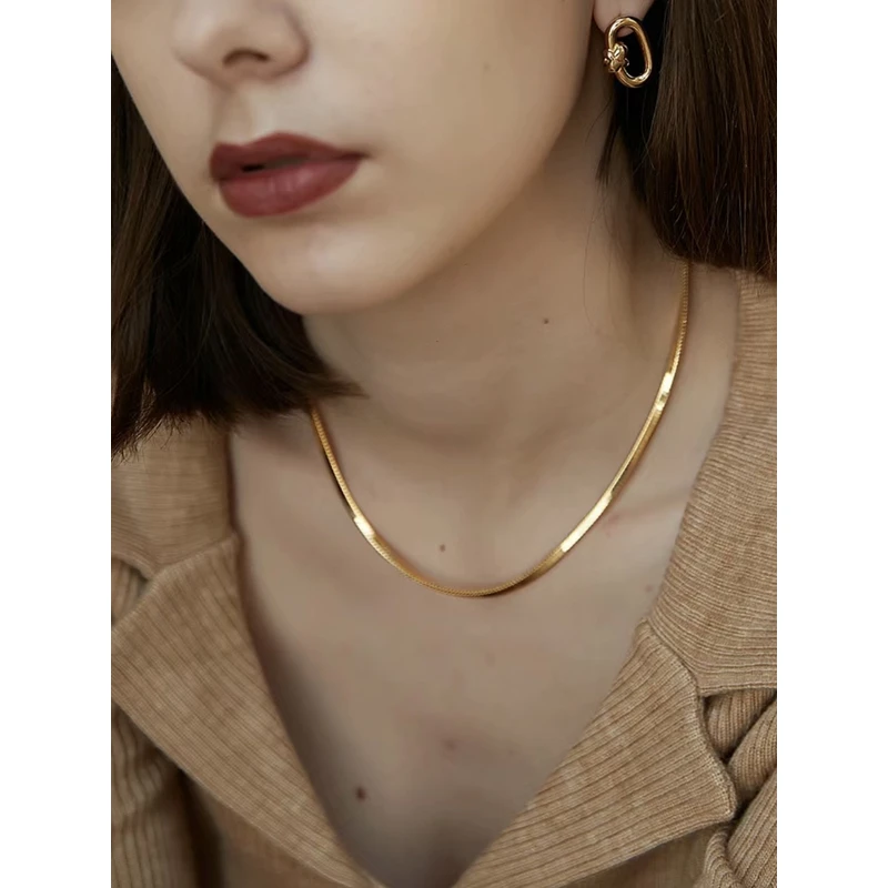 钛钢项链 石头家蛇骨链！小众简约316L医用精钢材质蛇骨链项链吊坠