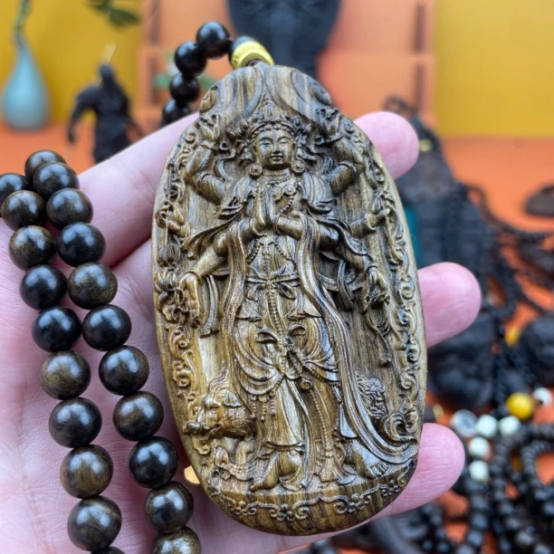 （0.8✖️108搭配千手观音）5/9巴布亚贡木天然复古精工原木雕刻挂件