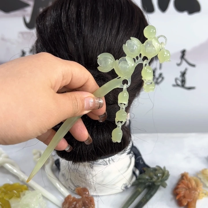 定制蛇纹石玉毛货发饰