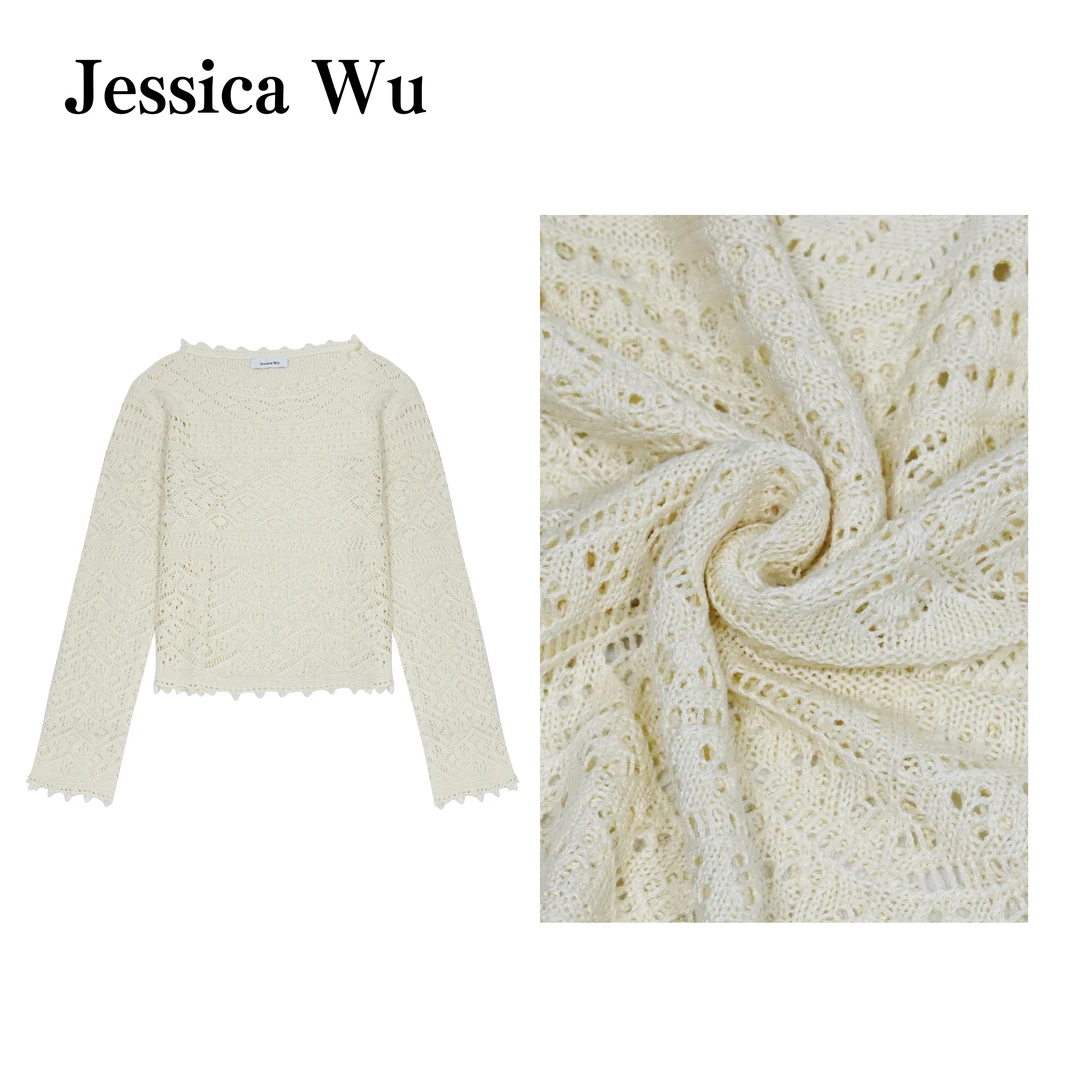 JESSICA WU西西里风情~优雅气质浪漫镂空艺术钩花法式亚麻罩衫
