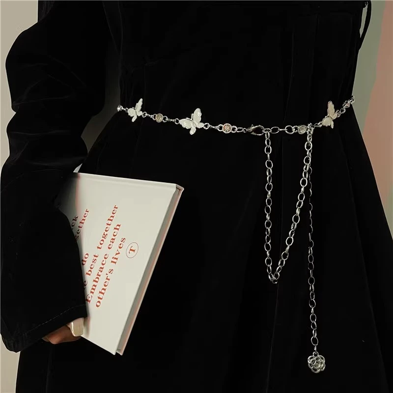 新款蝴蝶腰链女衬衫装饰连衣裙高级配饰百搭收腰金属腰带裤链子潮