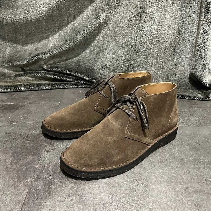 意大利 外翻固特异中帮邦德007款复古沙漠靴男 chukka休闲马丁靴