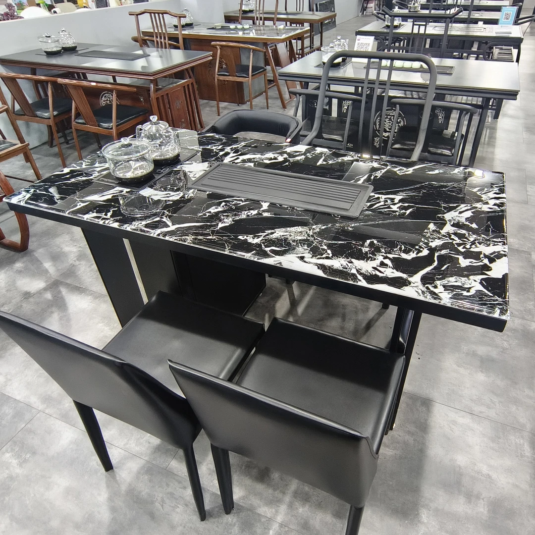 简约岩板茶桌椅组合家用轻奢办公室阳台客厅耐高温茶台