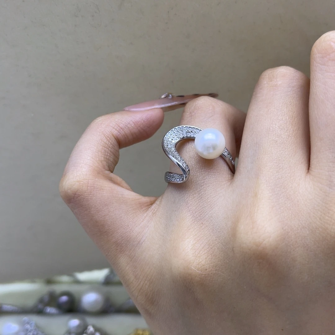 淡水珍珠银S925镶嵌戒指