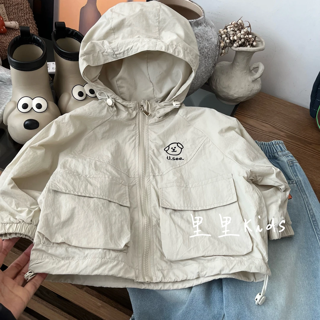品质感拉满~重工拼接款儿童连帽外套2025春季男女童工装薄外套