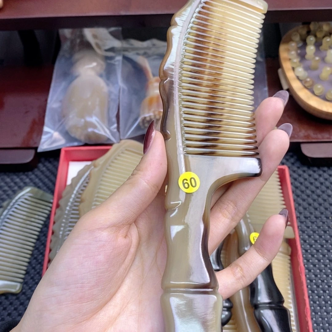 纯手工制作纯牛角梳子岁**丝