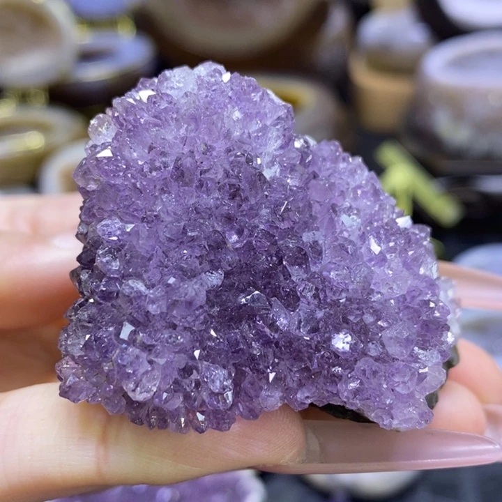 钛钢珠宝半成品水晶紫晶花球