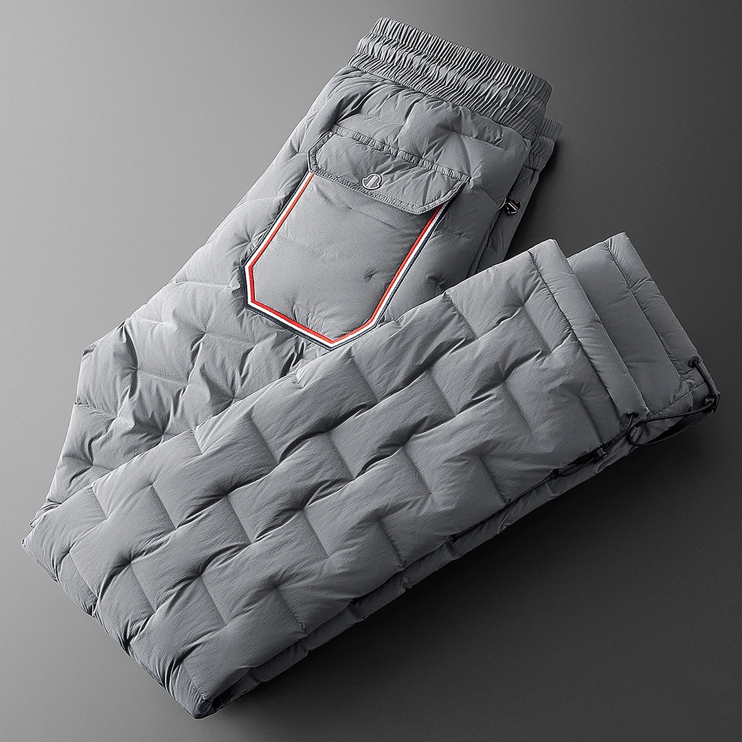 贾鲁萨加高端时尚加厚白鹅绒户外防水羽绒裤男士潮牌直筒休闲外穿