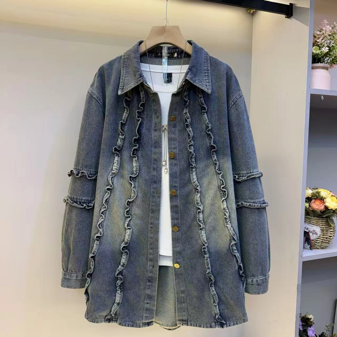 秋冬新款刺绣长袖百搭气质女士牛仔衬衫