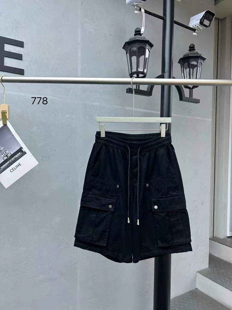 H778时尚宽松大口袋工装七分短裤男士夏季薄款