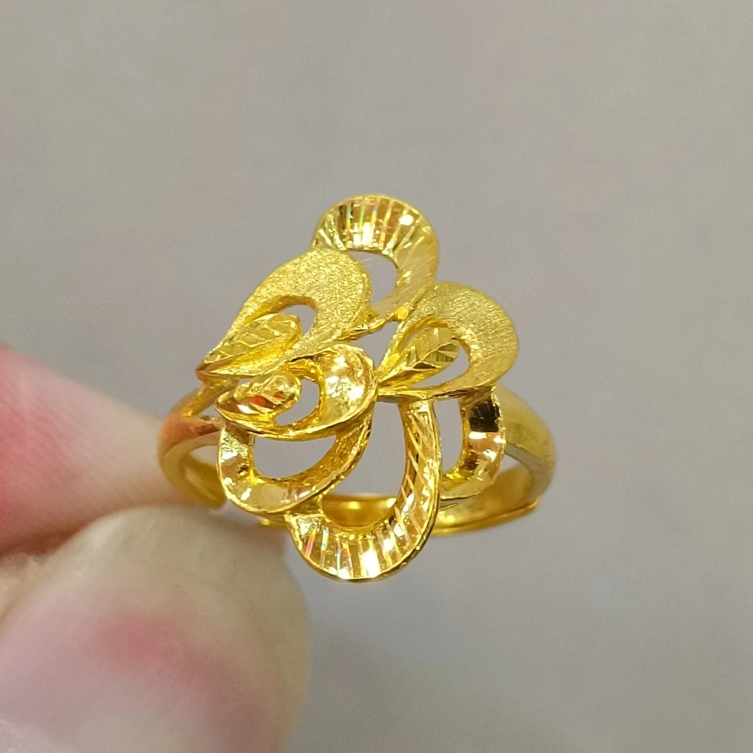 足金999黄金戒指活口实心凤尾花戒正品纯黄金新款时尚戒指3.92克