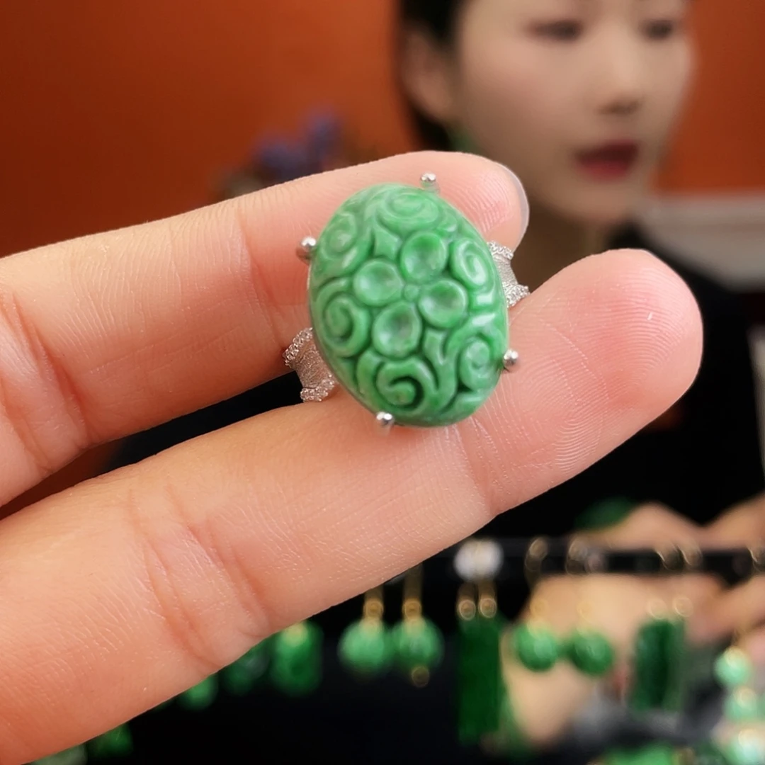 翡翠银S925镶嵌耳饰