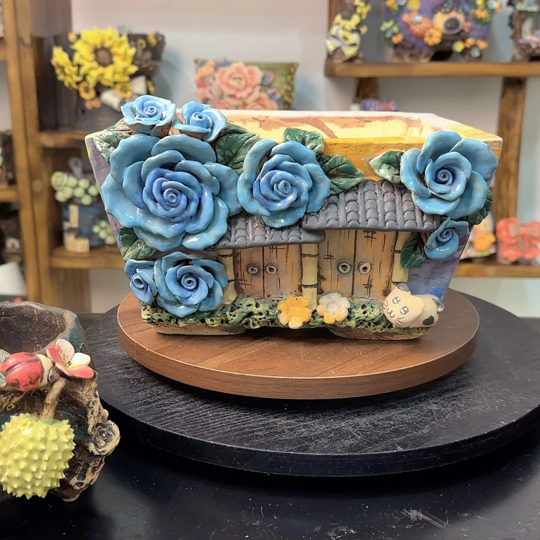 慧***头本默花器麦饭石花盆