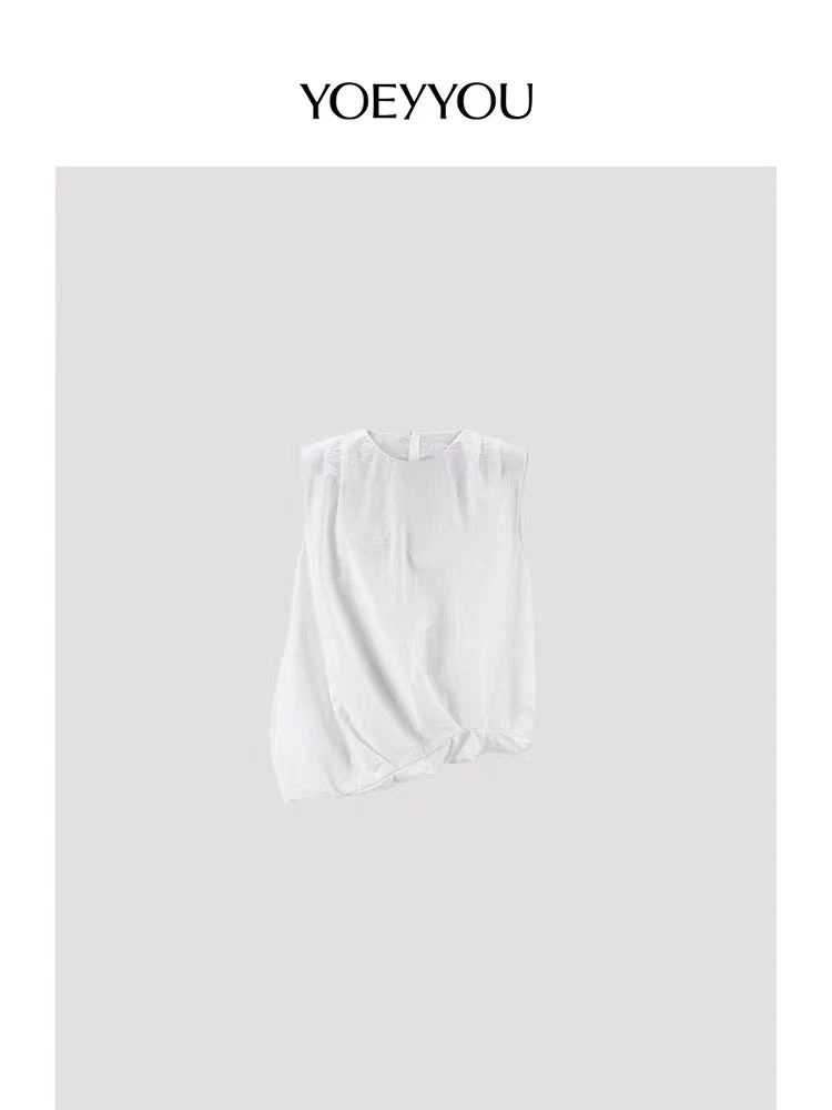 YOEYYOU2025夏不规则兜量无袖圆领背心女