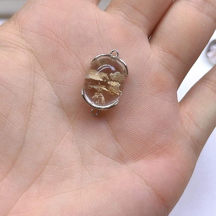 银S800镀金镶嵌吊坠(不含链)水晶