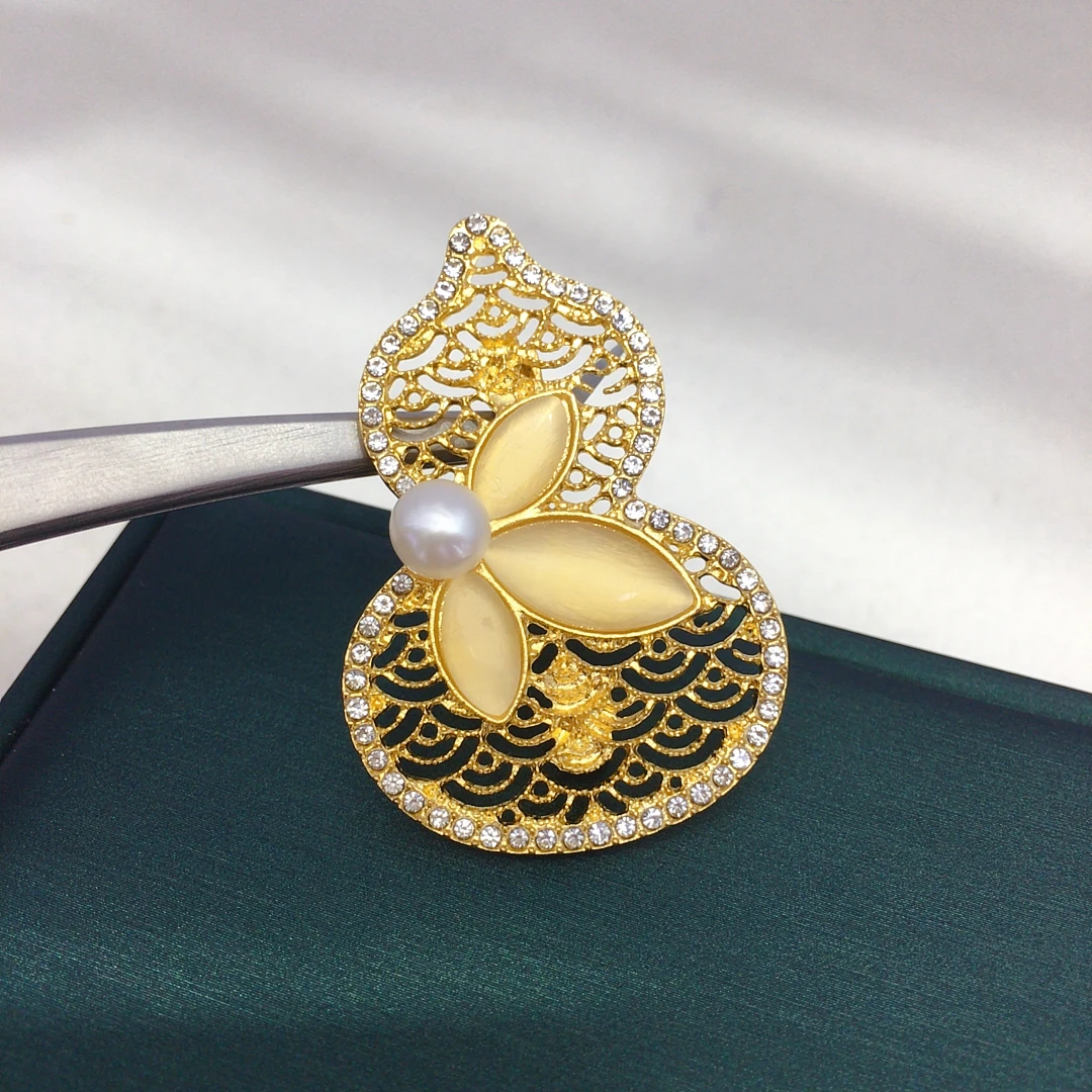 天然淡水珍珠新中式葫芦胸针经典好运福禄胸花秋冬时尚气质百搭