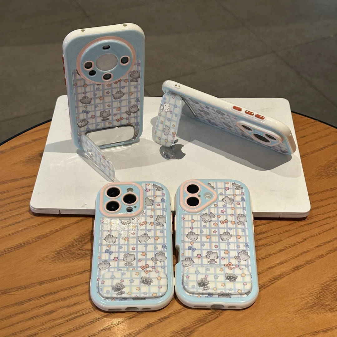 欧克里里镂空蓝kt镜面支架适用苹果17/16手机壳华为vivo小米oppo