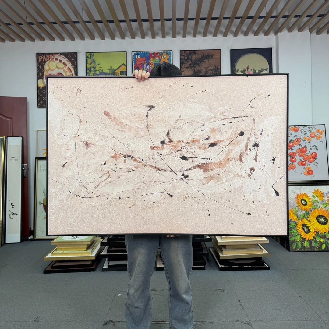 法式抽象轻奢客厅大幅落地装饰画国风艺术高级壁画80120