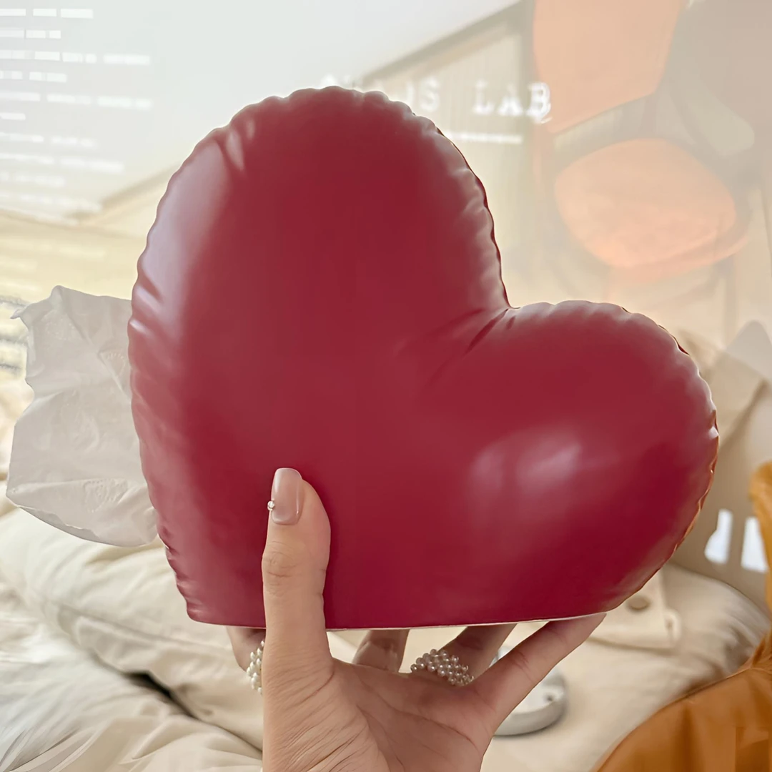 陶瓷釉下彩仿真褶皱爱心纸巾盒客厅桌面餐抽纸盒摆件房间装饰用品