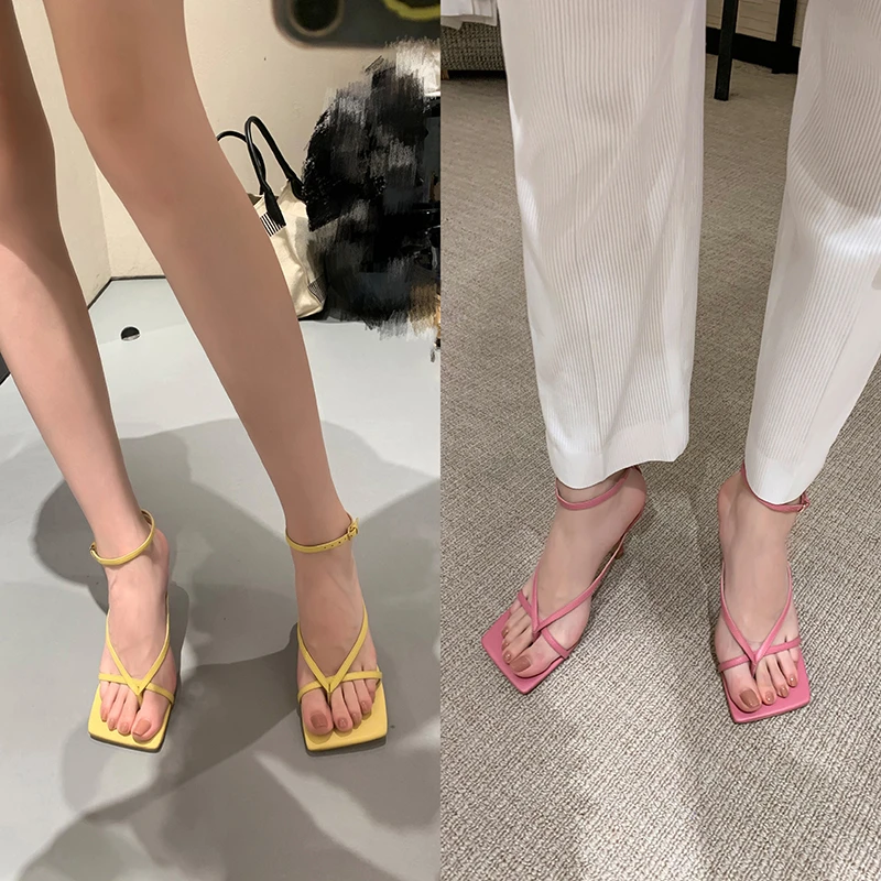 裸色缕空一字带绝美高跟凉鞋女款2025新款爆款韩版露趾夜店高跟鞋