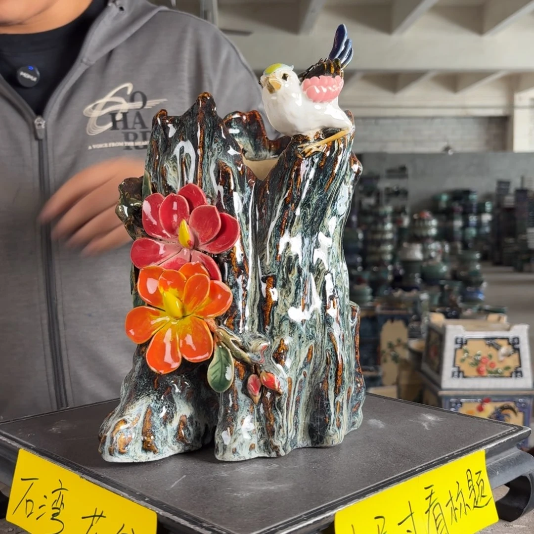 。一风堂石湾花盆 手工缝隙 内14*21