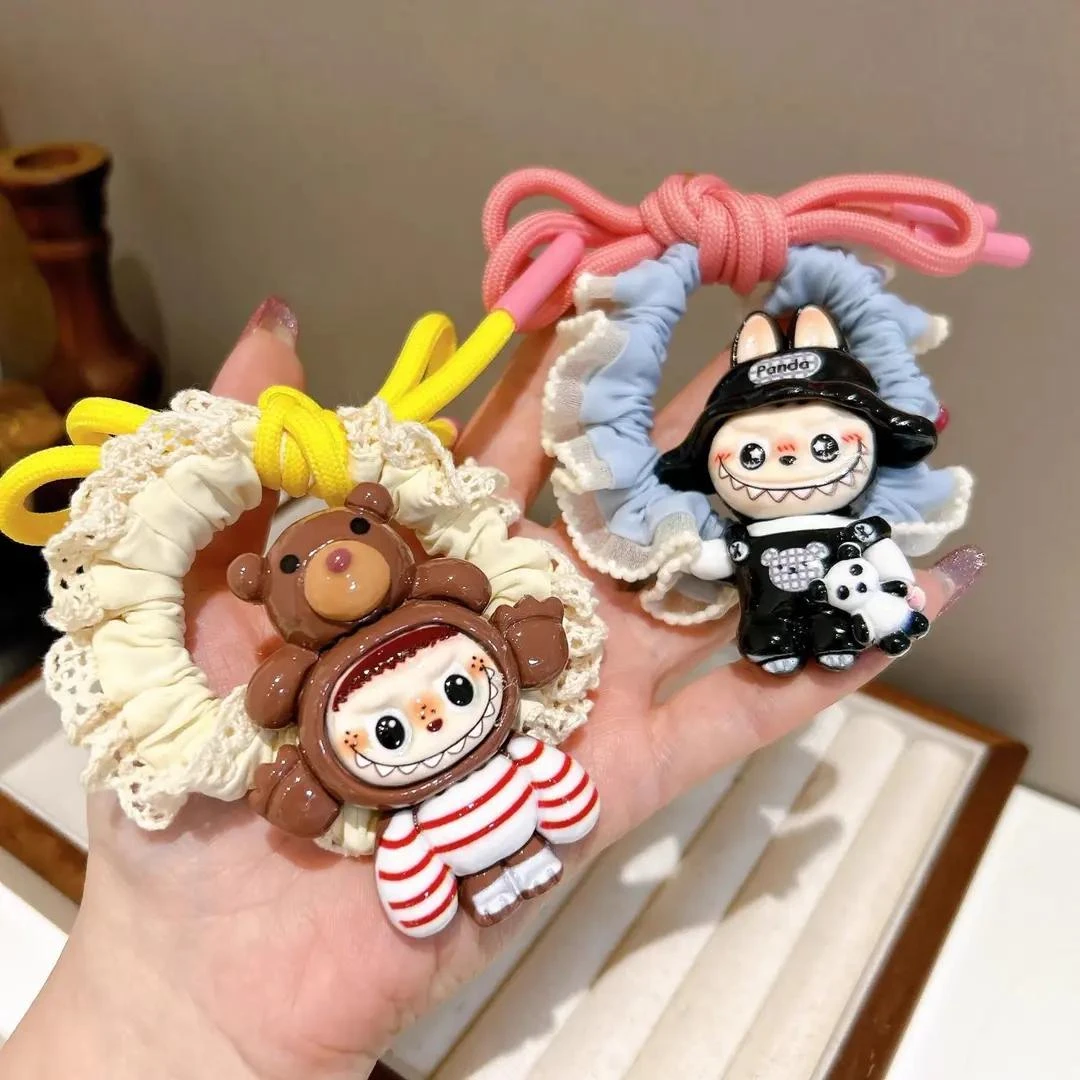可爱拉布布labubu卡通高弹力发圈小肠圈马尾发绳头绳发饰皮筋