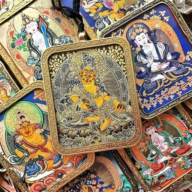 梵音堂单卡唐卡整端轻奢挂件车摆纯手绘半手绘潮流挂件