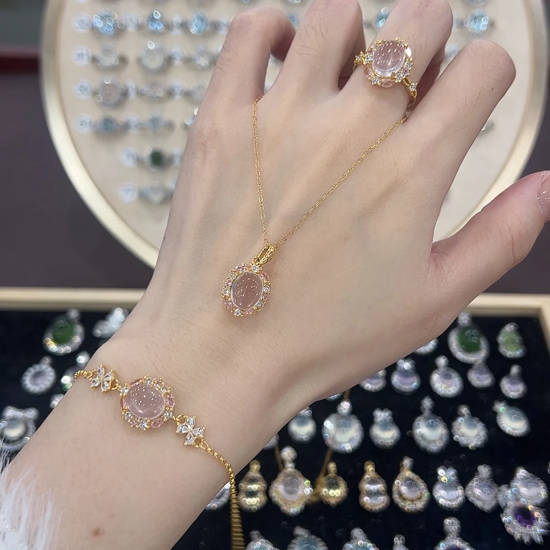 颈饰银S925镶嵌芙蓉石