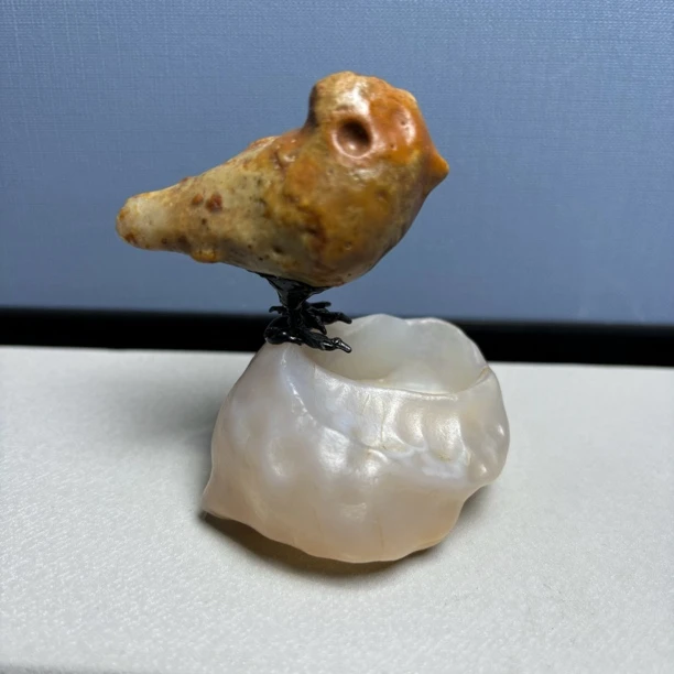 阿拉善戈壁天然奇石摆件可爱小鸟