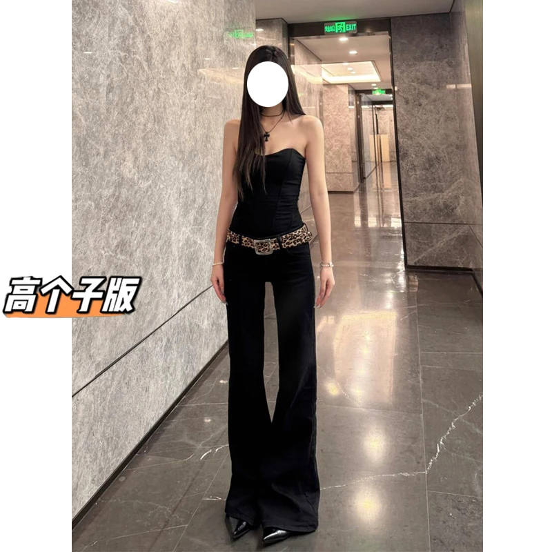 裤长108cm高个子175超长180美式低腰微喇叭西装裤女不贴腿拖地裤