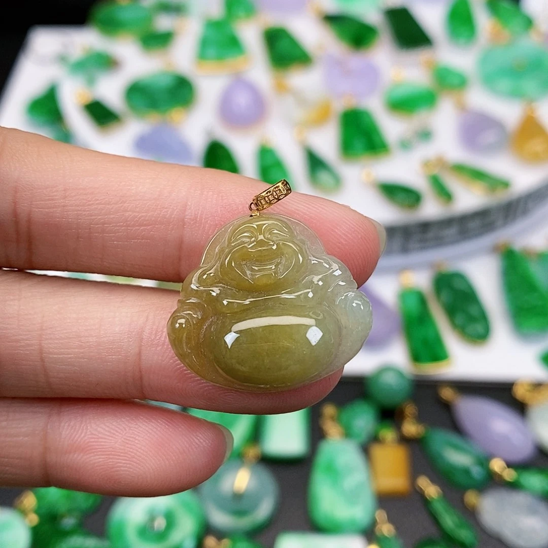 翡翠吊坠(不含链)18K金镶嵌