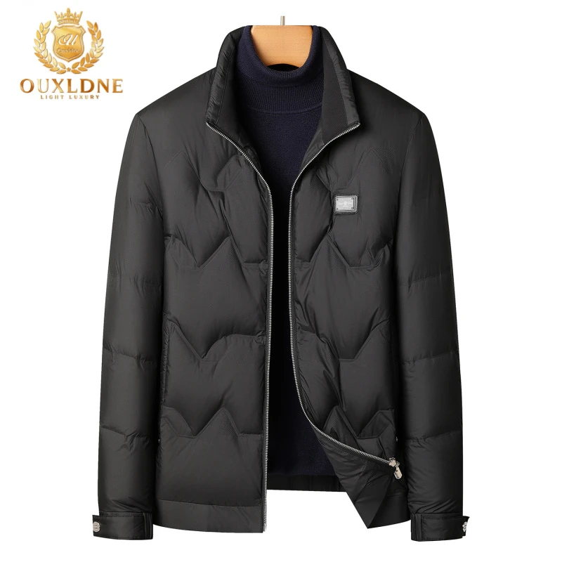 OUXLDNE 秋冬季新款男士羽绒服时尚休闲保暖立领外套短款商务男装