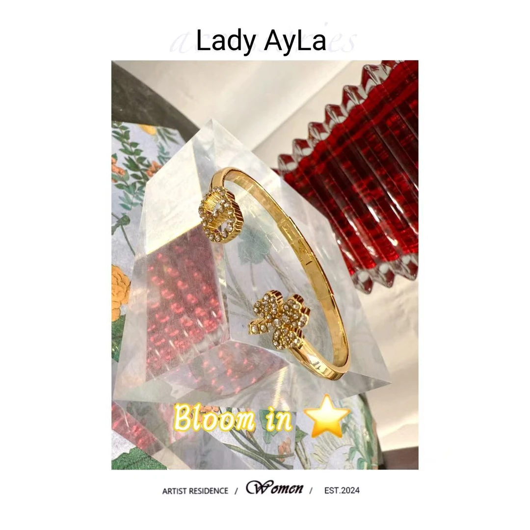 铜合金合成锆石手镯 CD 花花 手镯AL254