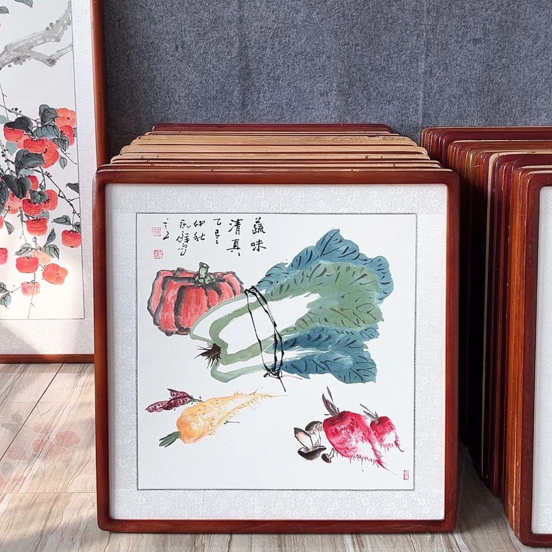 国画书画作品带框63×63