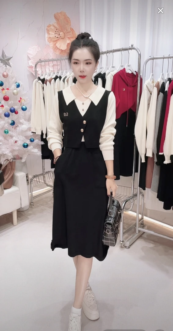 【编码981】运动休闲假两件长袖 2026女款爆款针织女连衣裙