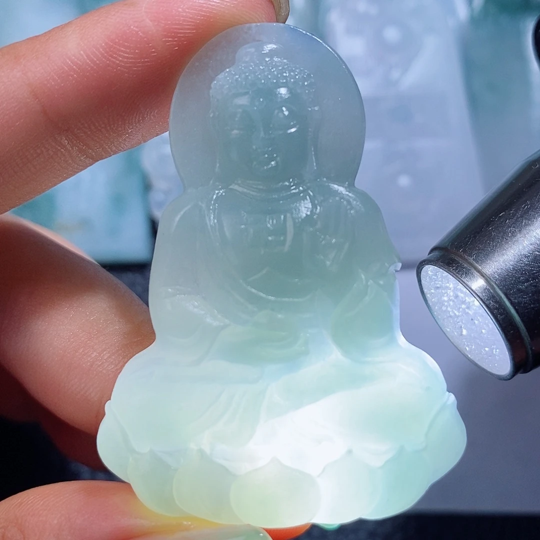 定制翡翠未镶嵌毛货付款后确认抛光