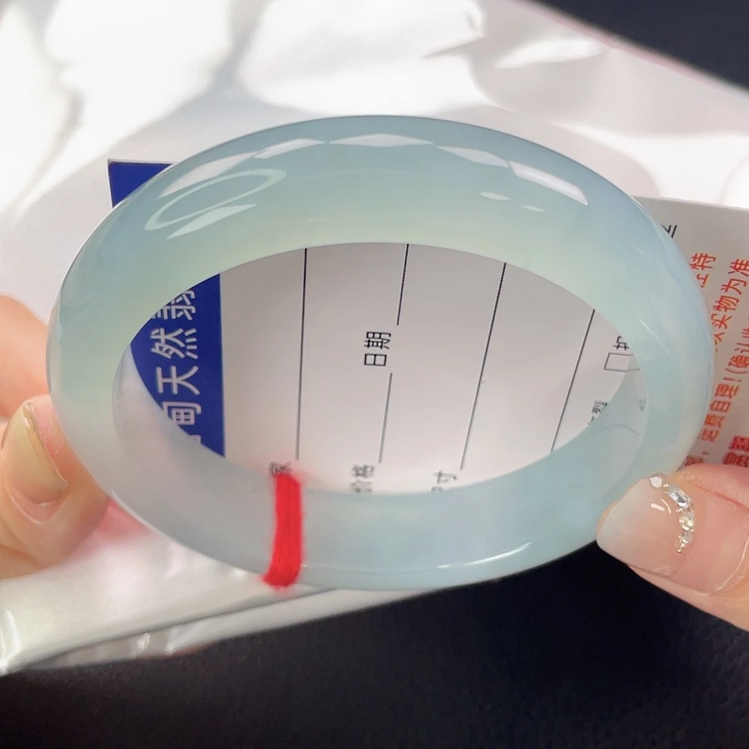 未镶嵌手镯翡翠18号冰胶蓝底大圈口强推5735