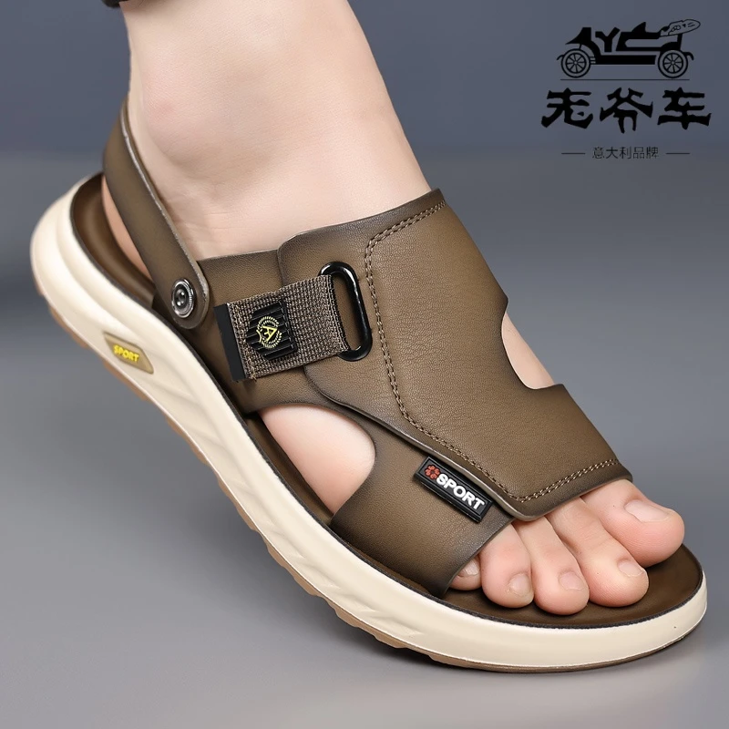 老爷车夏季新款清凉时尚休闲透气厚底户外男士开车耐磨沙滩凉鞋男