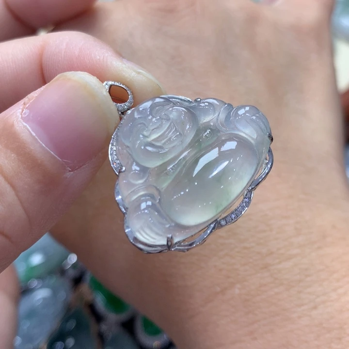 翡翠18K金镶嵌吊坠(不含链)