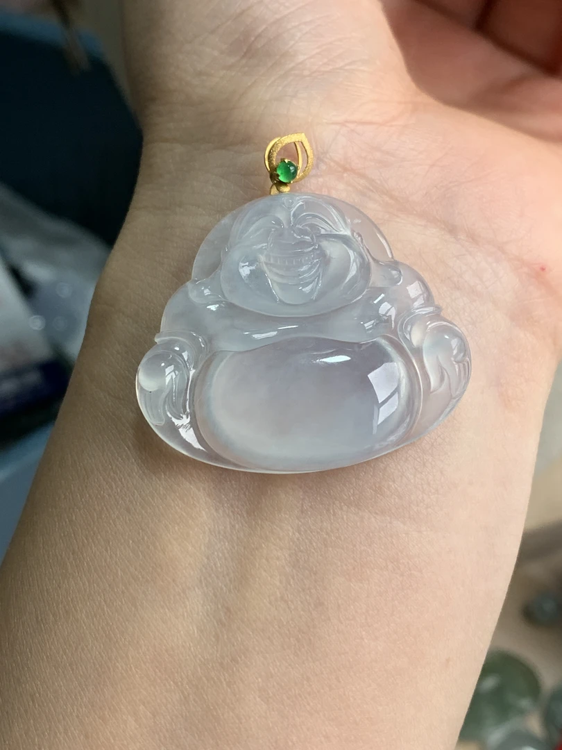 7天然缅甸翡翠A货冰种底色大佛公吊坠女士尺寸29.3*34.2*5.8气质