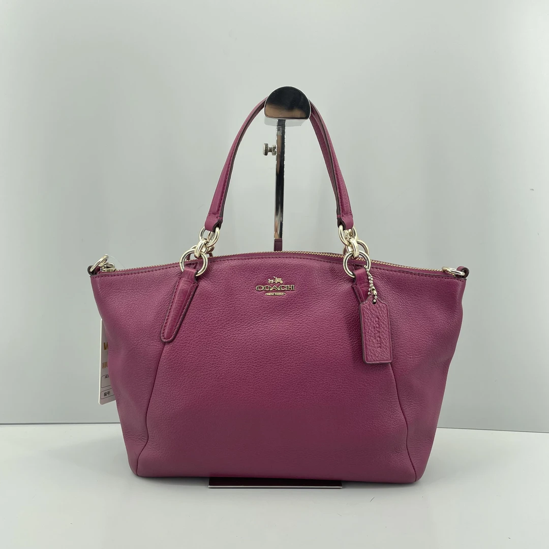 90新 COACH/蔻驰 紫粉色中号饺子包 26*23*8cmE032613