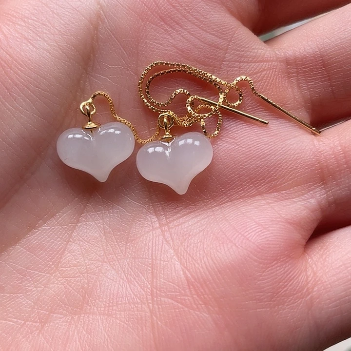 压***ღ和田玉未镶嵌耳饰