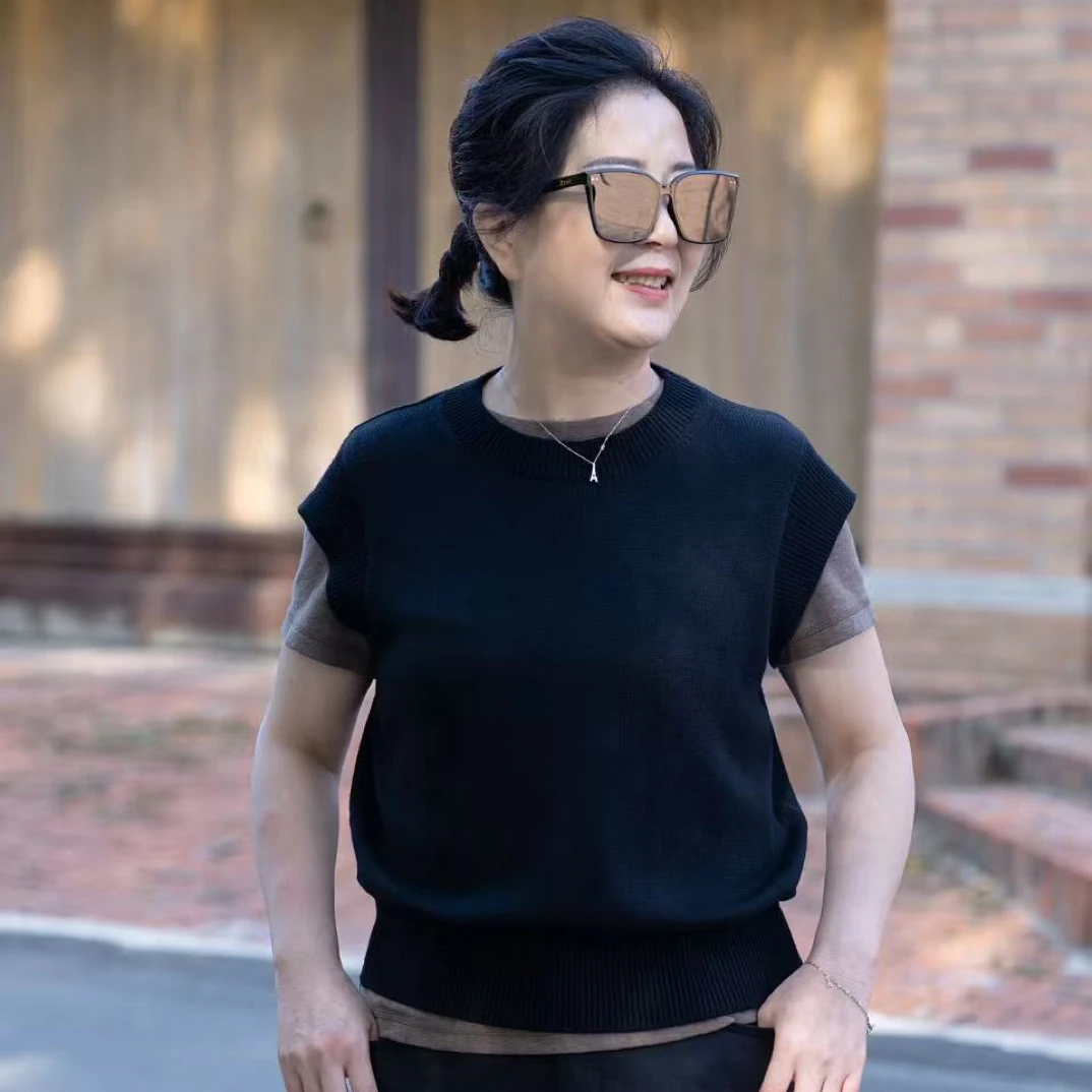 25288061【燕子优选】菲玛秀百搭时尚减龄休闲针织坎袖