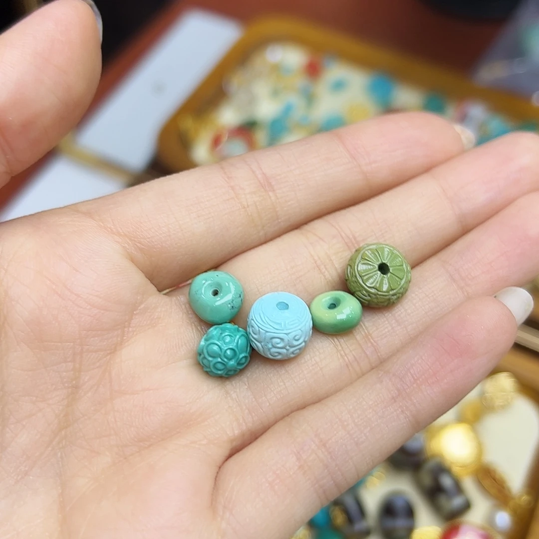 家***玉绿松石未镶嵌配件绿松石