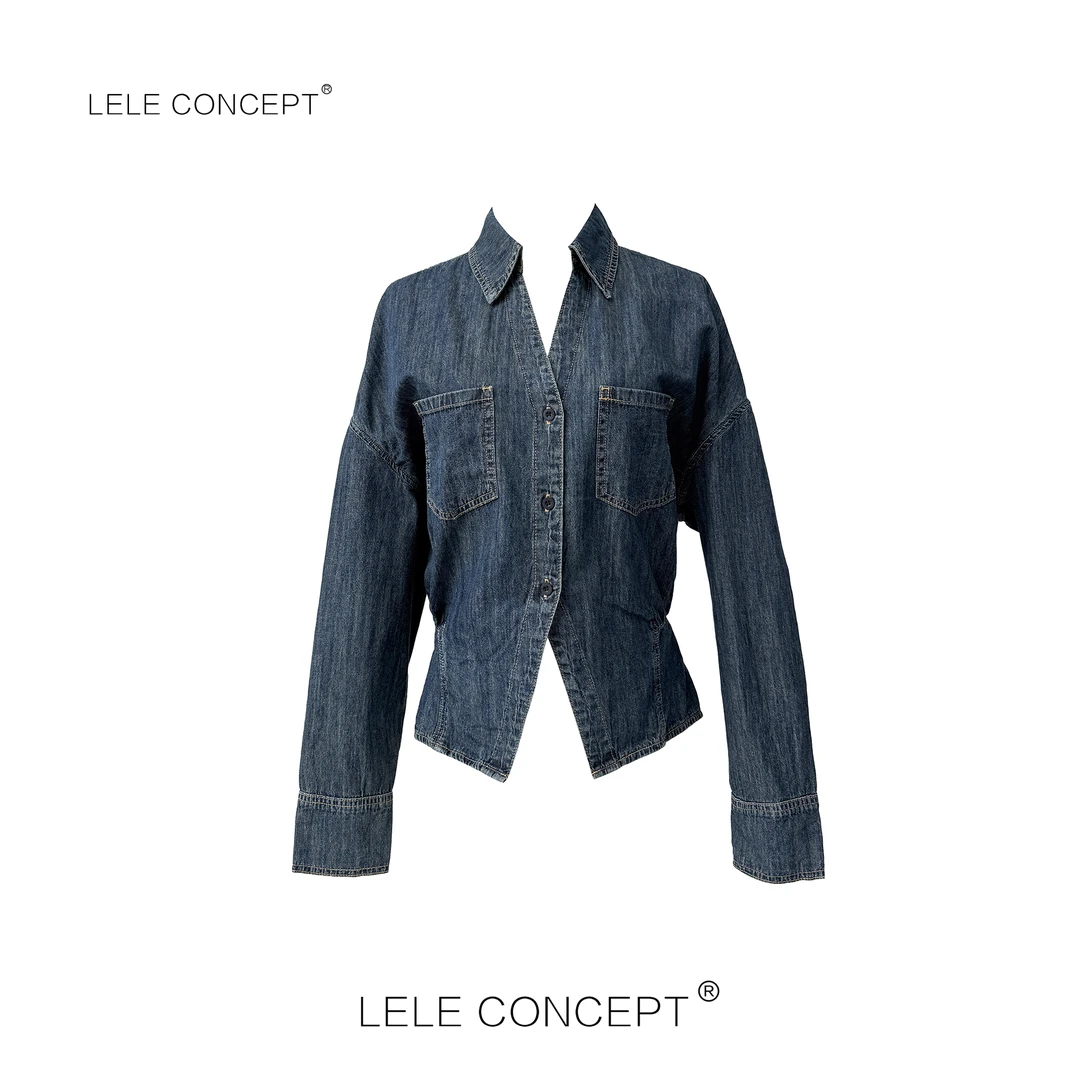 LELE CONCEPT｜「夭夭」 双兜前开叉牛仔衬衫S0865