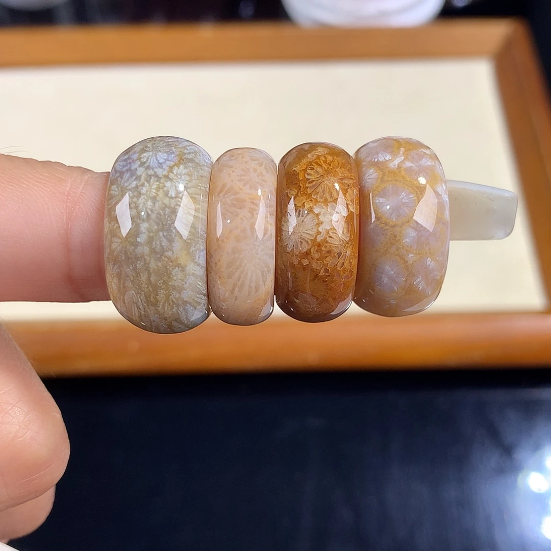 吊坠(赠链)未镶嵌硅化珊瑚（珊瑚玉）40号16圈口戒指
