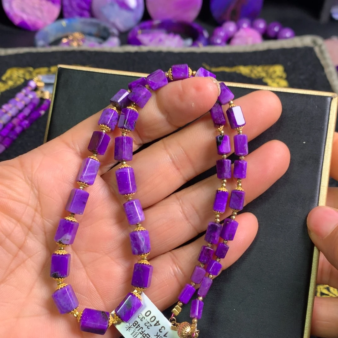 苏纪石（舒俱来）18K金镶嵌皇家紫项链