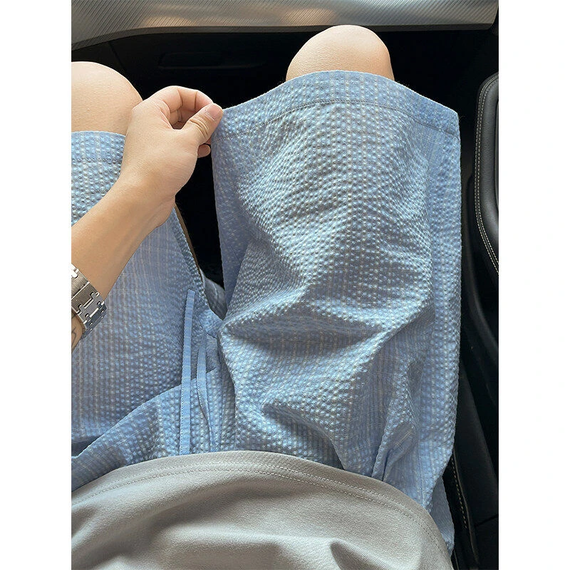 夏季新款运动裤透气速干无弹力青年薄款洋气短裤防蚊百搭潮流条纹