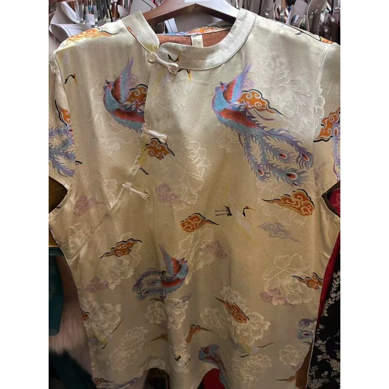 288中式复古优雅花色气质旗袍裙上衣