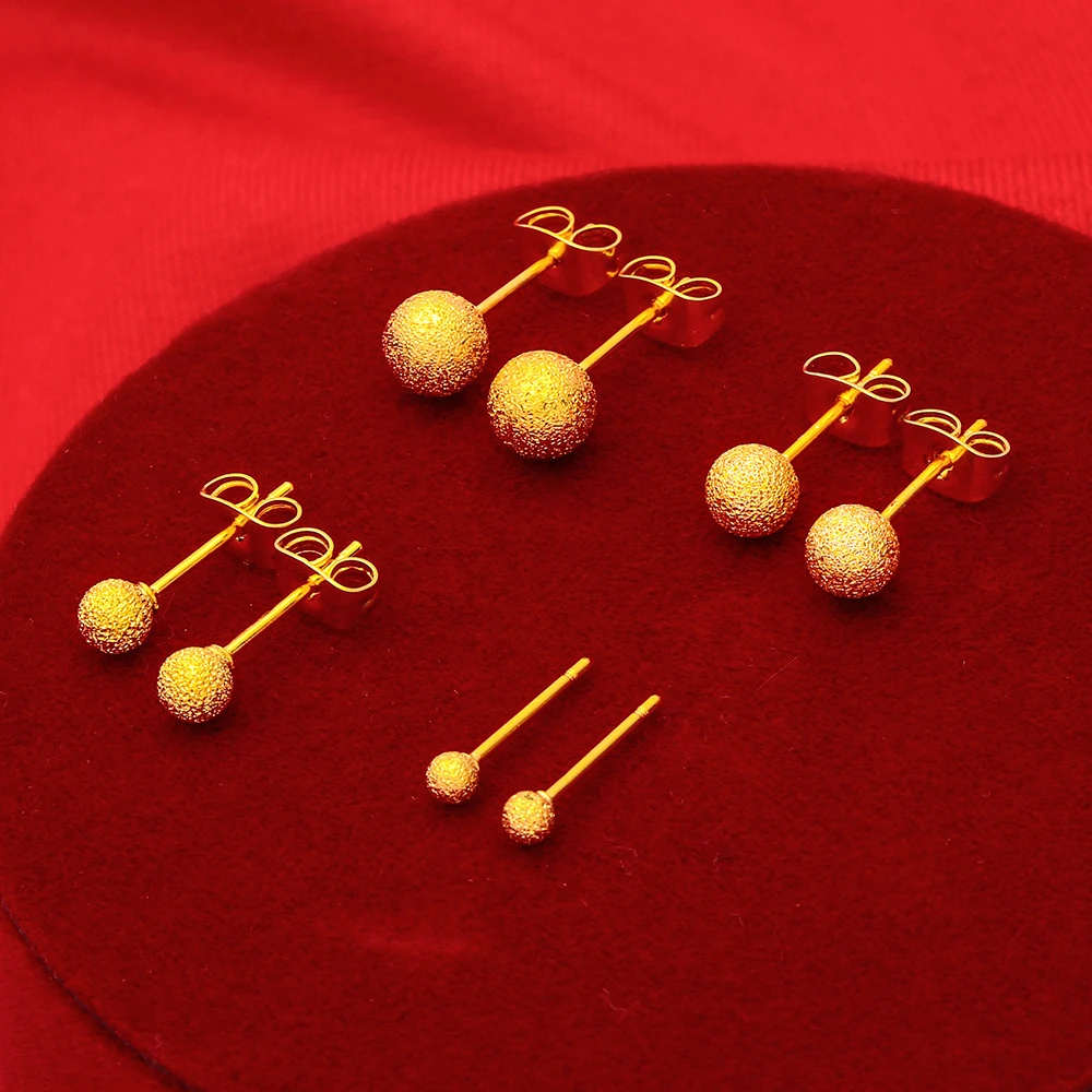 黄铜镀耳钉珠越南圆珠光面磨砂镂空耳饰时尚女士首饰批发